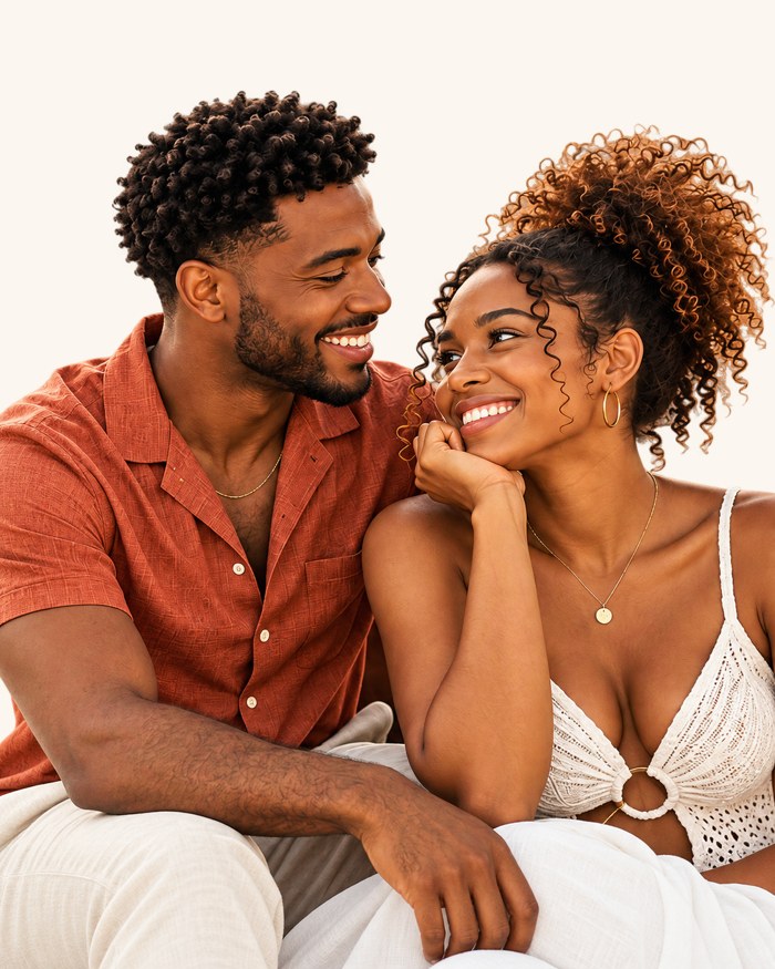 Two people sharing a warm moment